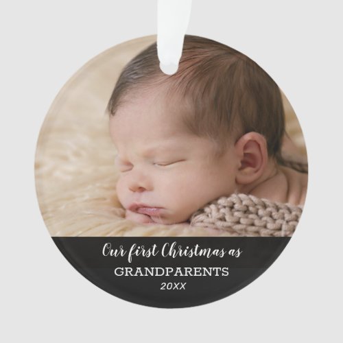 Our First Christmas As Grandparents  Baby Photo Ornament
