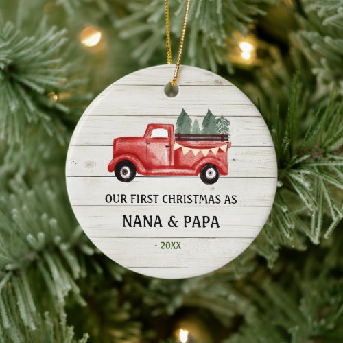 Our First Christmas as Grandparents Ceramic Ornament