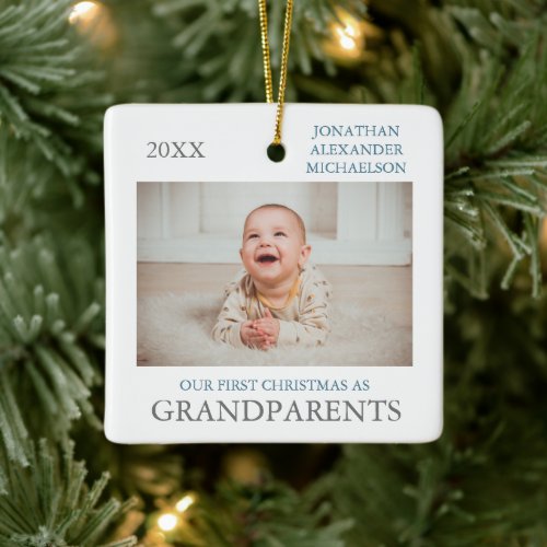 Our First Christmas As Grandparents Ceramic Ornament