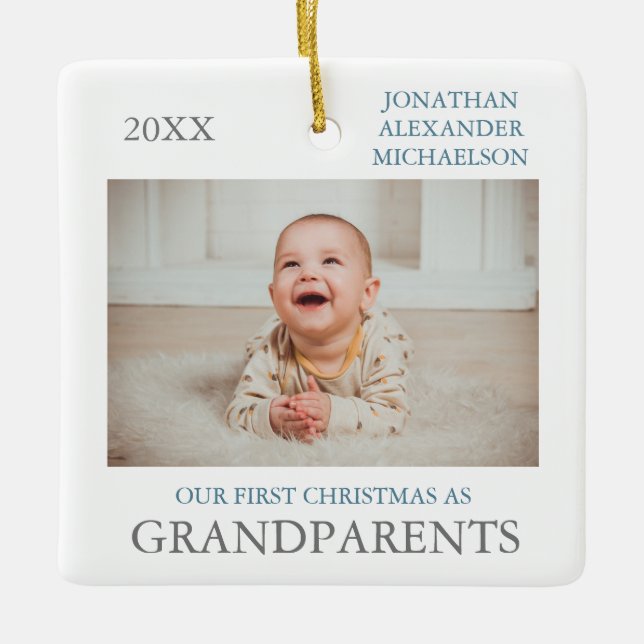 Our First Christmas As Grandparents Ceramic Ornament (Front)
