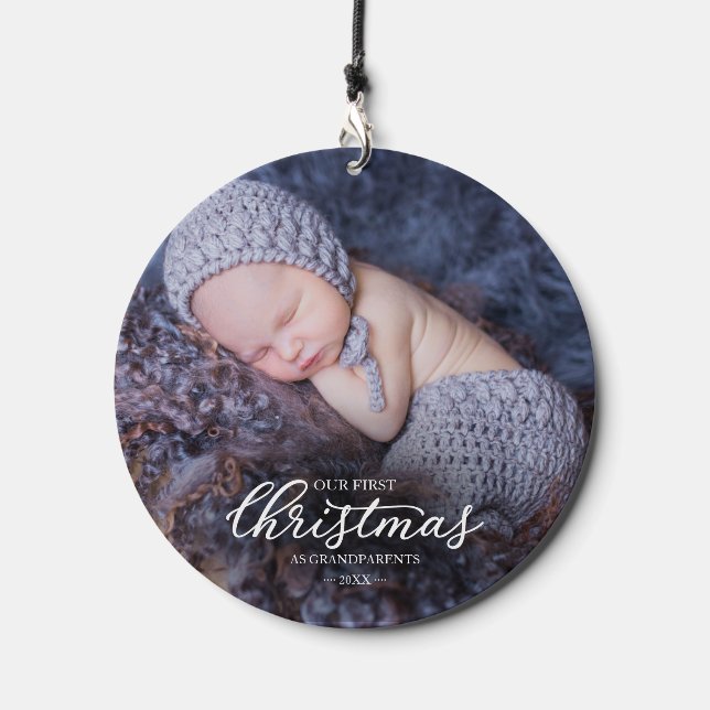 Our First Christmas As Grandparents Custom Photo Wind Chime (Front)