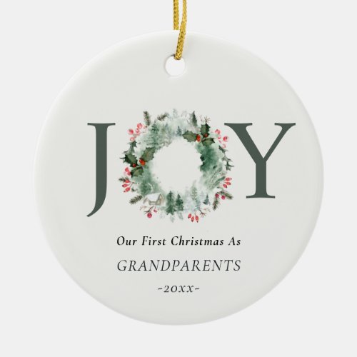 Our First Christmas as Grandparents Joy Photo Ceramic Ornament