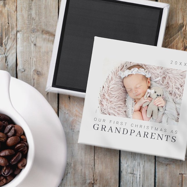 Our First Christmas as Grandparents Modern Chic Magnet (Creator Uploaded)