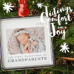 Our First Christmas as Grandparents Modern Chic Metal Ornament<br><div class="desc">Design is composed of modern chic typography with sans serif and serif font. Add a custom photo of baby and year.</div>