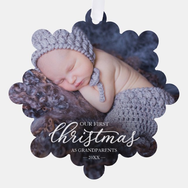 Our First Christmas As Grandparents Ornament Card (Front)