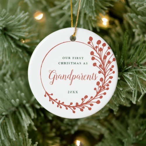 Our First Christmas As Grandparents Personalized Ceramic Ornament