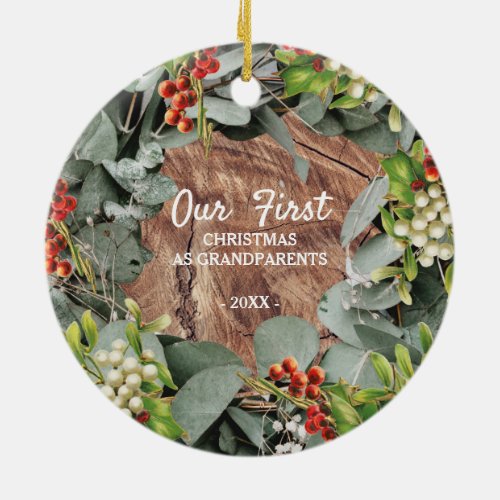 Our First Christmas as Grandparents Photo Ceramic Ornament