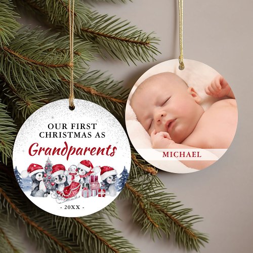 Our First Christmas as Grandparents Photo Ceramic Ornament