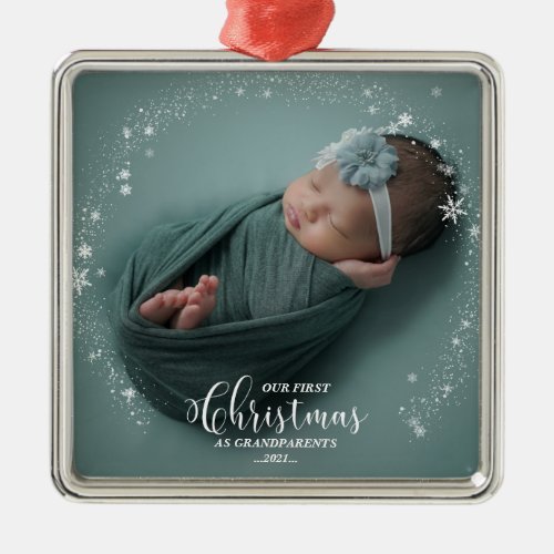 Our First Christmas As Grandparents Photo Ornament
