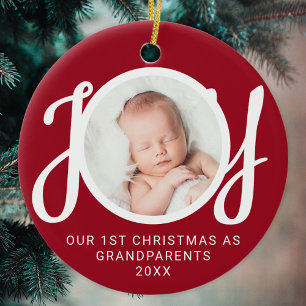 Our First Christmas As Grandparents Photo Red Ceramic Ornament