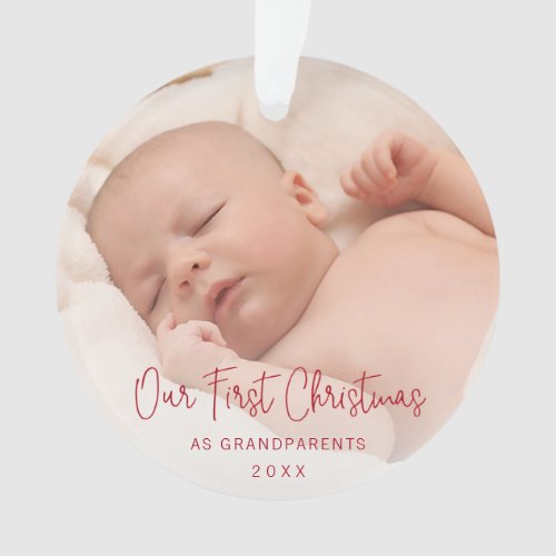 Our First Christmas as Grandparents Photo Red Ornament
