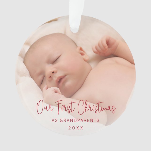 Our First Christmas as Grandparents Photo Red Ornament (Front)