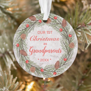 Our First Christmas as Grandparents Photo Wreath Ornament