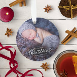 Our First Christmas As Grandparents White Script Ornament<br><div class="desc">Our First Christmas As Grandparents White Script Ceramic Ornament</div>