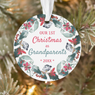 Our First Christmas as Grandparents Winter Wreath Ornament