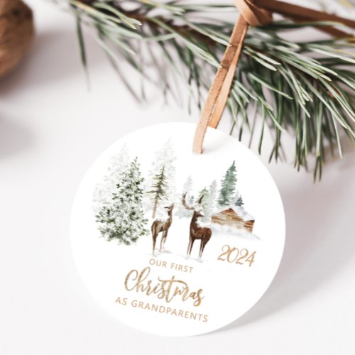 Our first Christmas as Grandparents woodland Ceramic Ornament