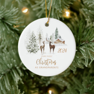 Our first Christmas as Grandparents woodland Ceramic Ornament