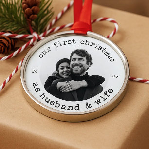 Our First Christmas as Husband & Wife – Typewriter Metal Ornament