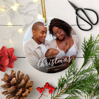 Our First Christmas as Mom and Dad Baby Photo
