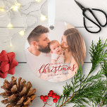 Our First Christmas as Mom and Dad Baby Photo Ornament<br><div class="desc">Our First Christmas as Mom and Dad Baby Photo Ornament</div>