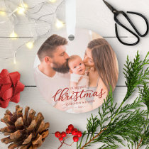 Our First Christmas as Mom and Dad Baby Photo Ornament