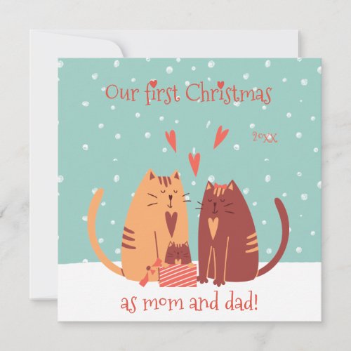 Our First Christmas as Mom and Dad Cute Cats  Holiday Card
