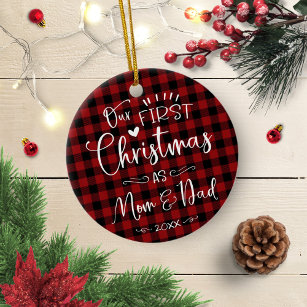 Our First Christmas As Mom And Dad Farmhouse Ceramic Ornament