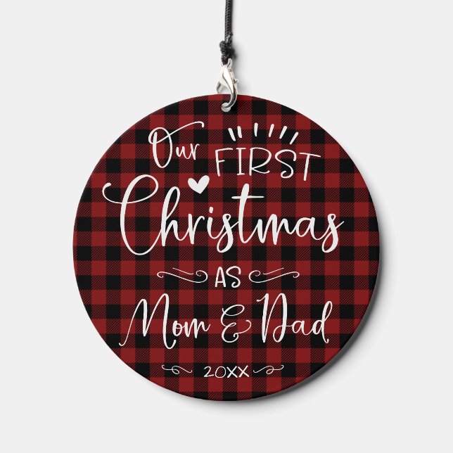 Our First Christmas As Mom And Dad Farmhouse Wind Chime (Front)
