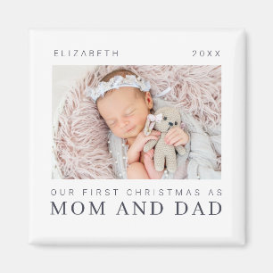 Our First Christmas as Mom and Dad Modern Chic Magnet