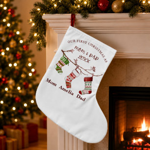 Our First Christmas as Mom and Dad Personalized Large Christmas Stocking
