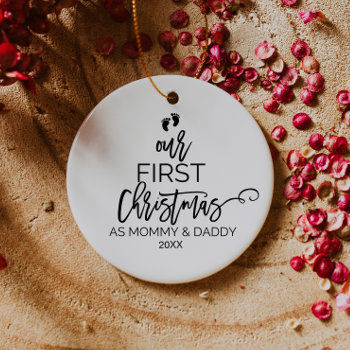 Our First Christmas As Mommy And Daddy Ceramic Ornament by ChristmasPaperCo at Zazzle