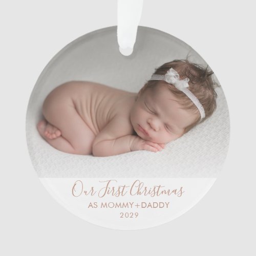 Our First Christmas as Mommy and Daddy Cream Ornament