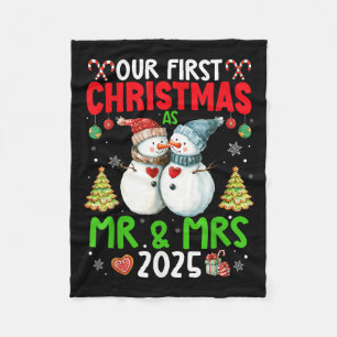 Our First Christmas As Mr & Mrs 2025 Couple Ma Fleece Blanket