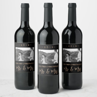Our First Christmas as Mr and Mrs 2019 Modern Chic Wine Label