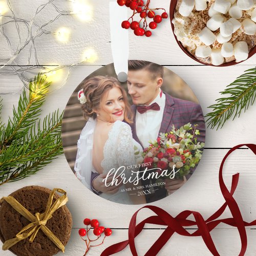 Our First Christmas As Mr And Mrs 2024 White Font Ornament