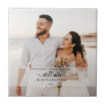 Our First Christmas As Mr and Mrs Ceramic Tile<br><div class="desc">Modern and elegant first Christmas married as Mr. and Mrs in a bold calligraphy script.  Easily personalize with photo,  name,  and year of choice.  The perfect keepsake gift for the newlyweds this holiday season.</div>