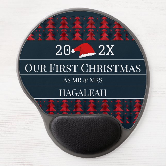 Our First Christmas as Mr and Mrs Couple Newlywed  Gel Mouse Pad (Front)