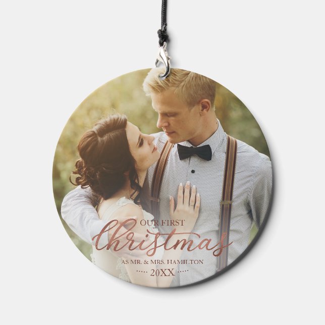 Our First Christmas As Mr And Mrs Custom Photo Wind Chime (Front)
