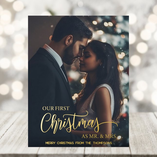 Our first Christmas as Mr and Mrs Foil Holiday Postcard (Creator Uploaded)
