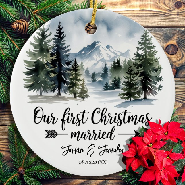Our First Christmas as Mr and Mrs Gift, Couple Ceramic Ornament (Creator Uploaded)