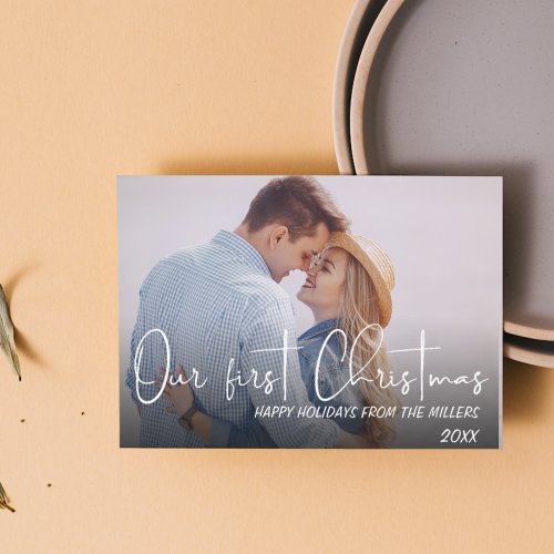 Our First Christmas As Mr And Mrs Happy Holidays Holiday Postcard