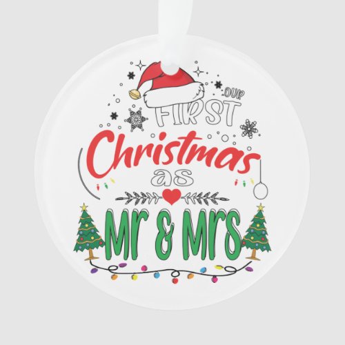 Our First Christmas as Mr and Mrs Matching Couple Ornament