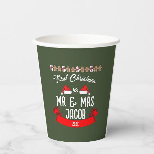 Our First Christmas as Mr and Mrs Newlywed  Paper Cups