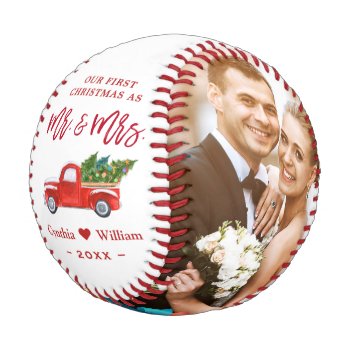 Our First Christmas As Mr. And Mrs. Newlywed Photo Baseball by UrHomeNeeds at Zazzle