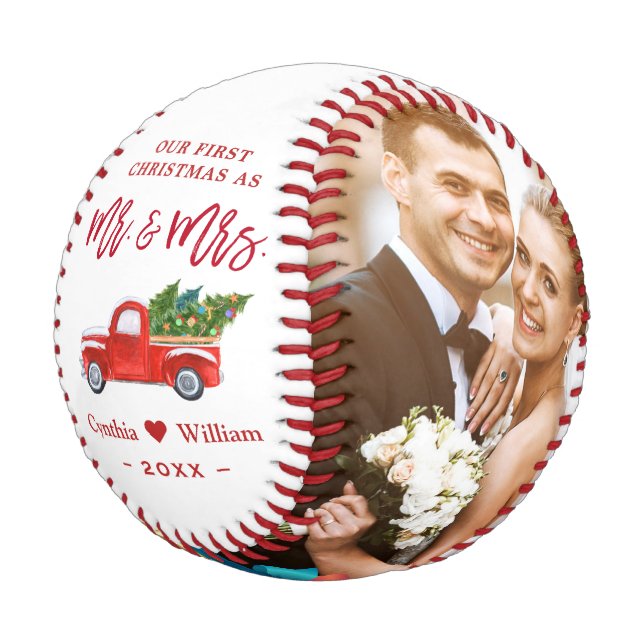 Our First Christmas as Mr. and Mrs. Newlywed Photo Baseball (Angled)