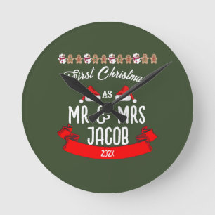 Our First Christmas as Mr. and Mrs. Newlywed  Round Clock