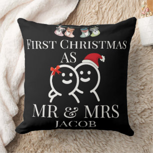 Our First Christmas as Mr. and Mrs. Newlywed Throw Pillow