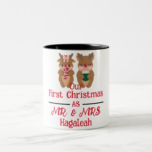 Our First Christmas as Mr and Mrs Newlywed    Two_Tone Coffee Mug