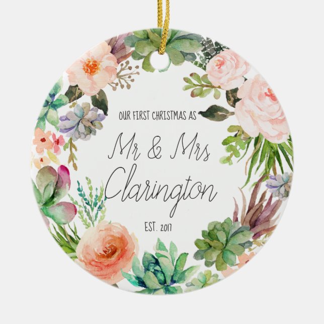 Our First Christmas as Mr and Mrs Ornament (Front)