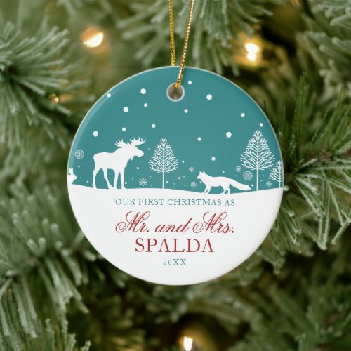 Our First Christmas as Mr and Mrs Personalized Ceramic Ornament